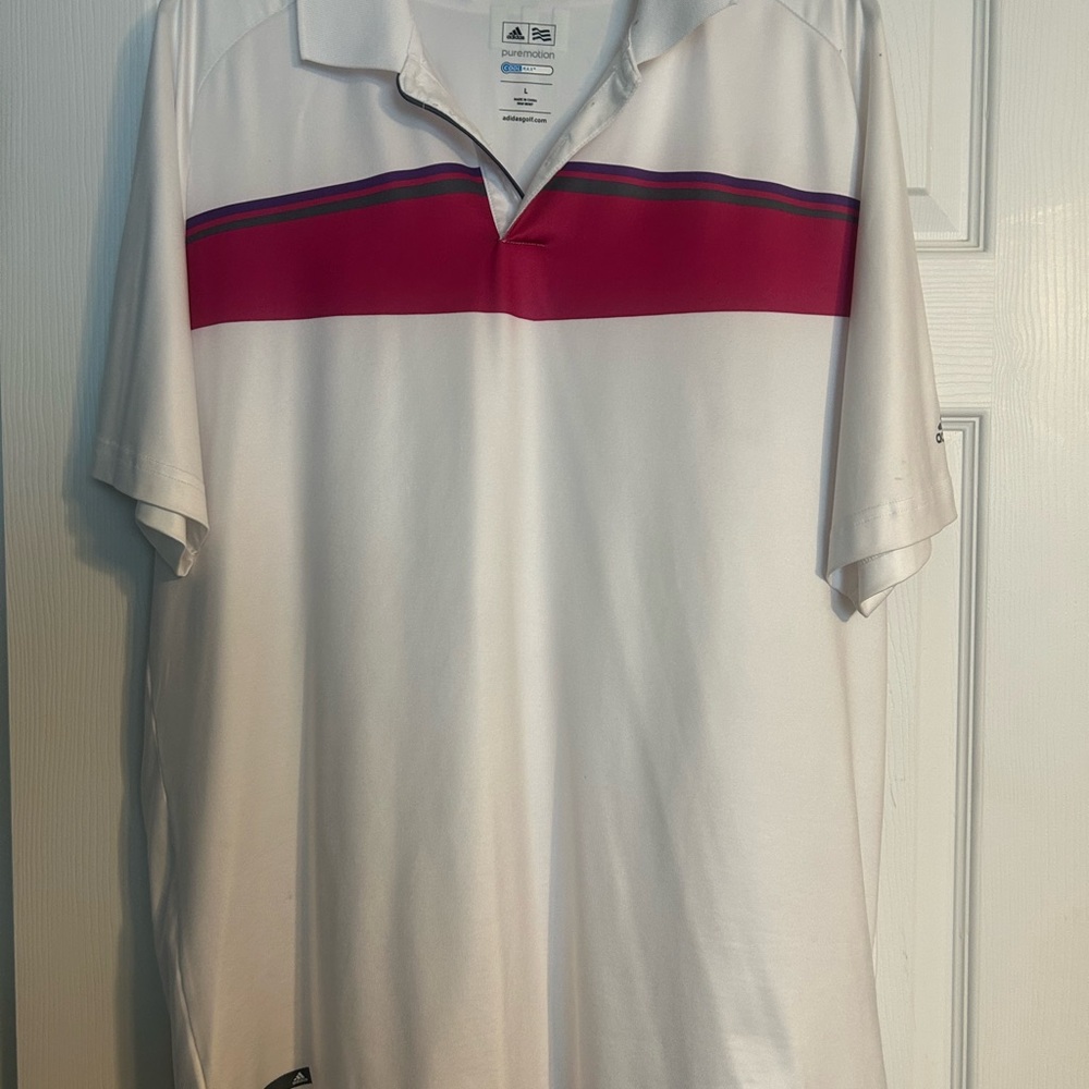 Adidas Men's Polo Shirt with Pink Stripe